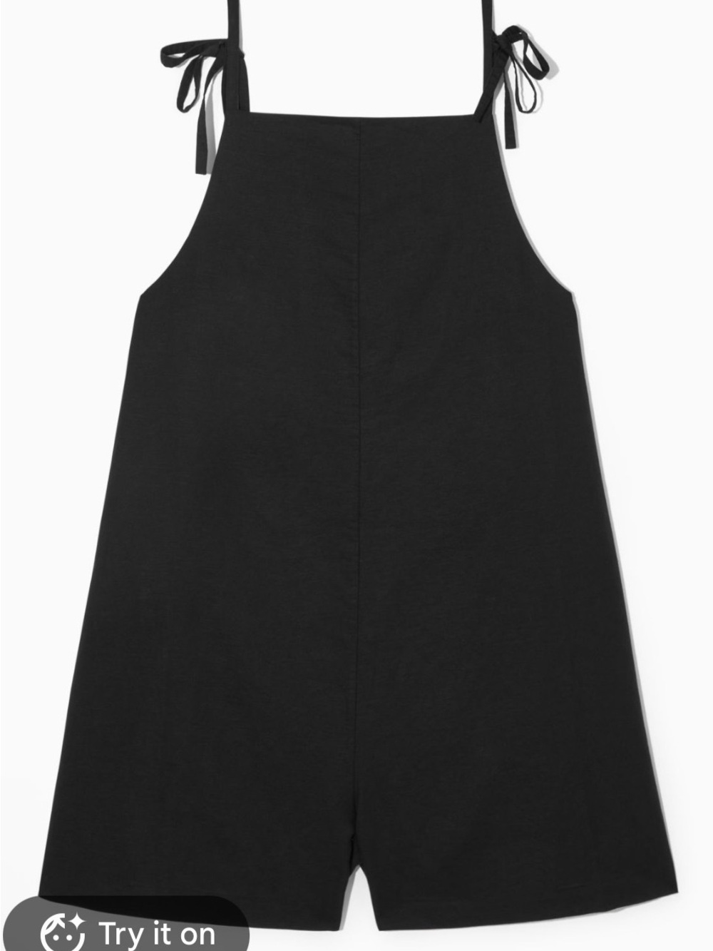 COS Black Tie-Shoulder Linen Blend Romper